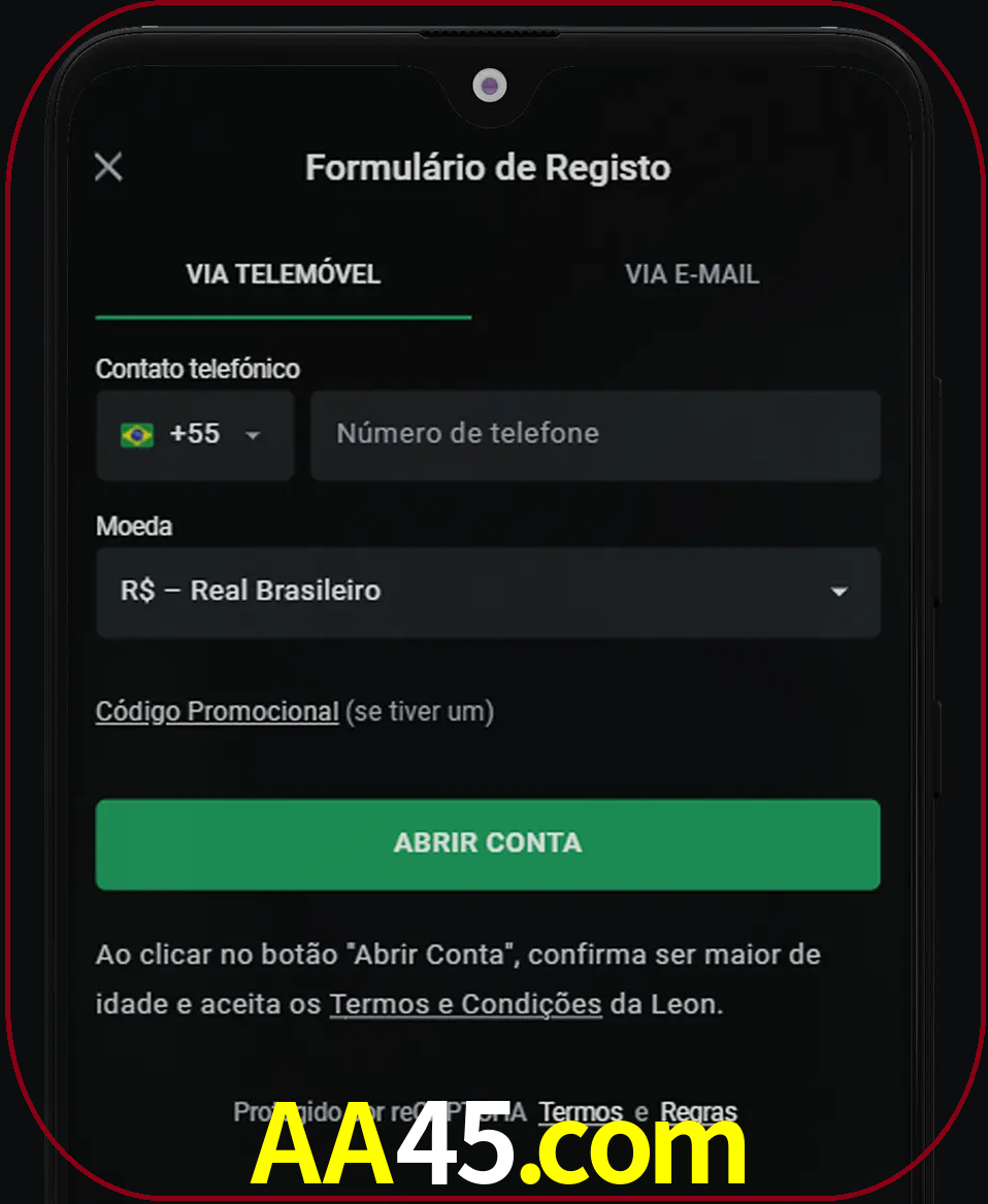 Abra o aplicativo e inicie o processo de registro.
